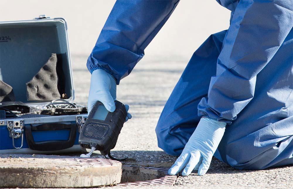 Air quality monitoring equipment used to measure pollutants at an industrial site