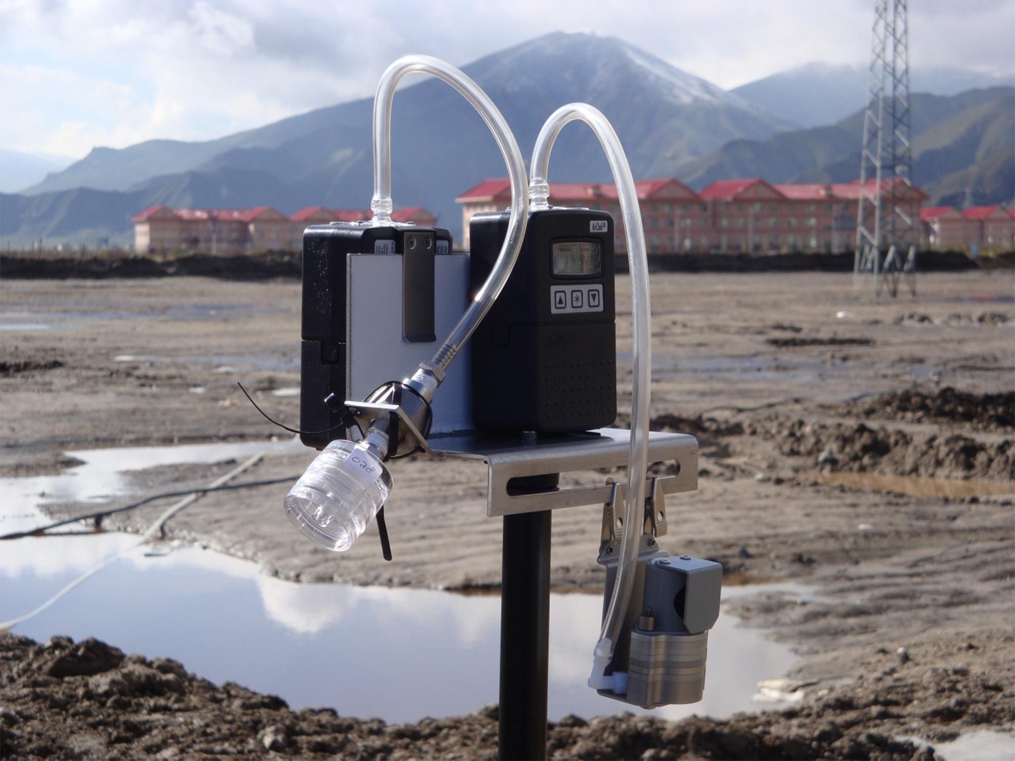 Air quality monitoring equipment used to measure pollutants at an industrial site